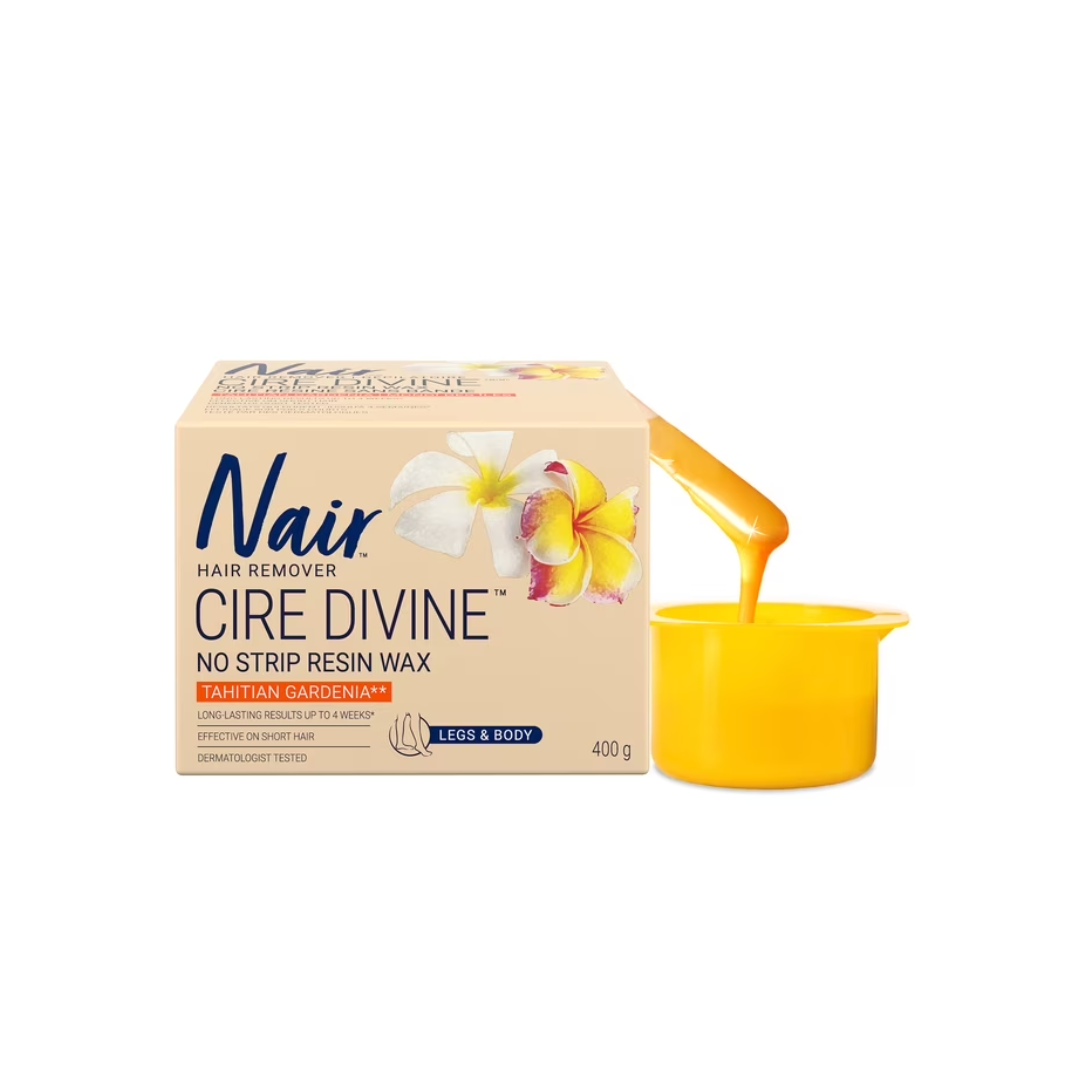 Nair Cire Divine Microwave No Strip Resin Wax for Legs & Body, Tahitian Gardenia, 400g