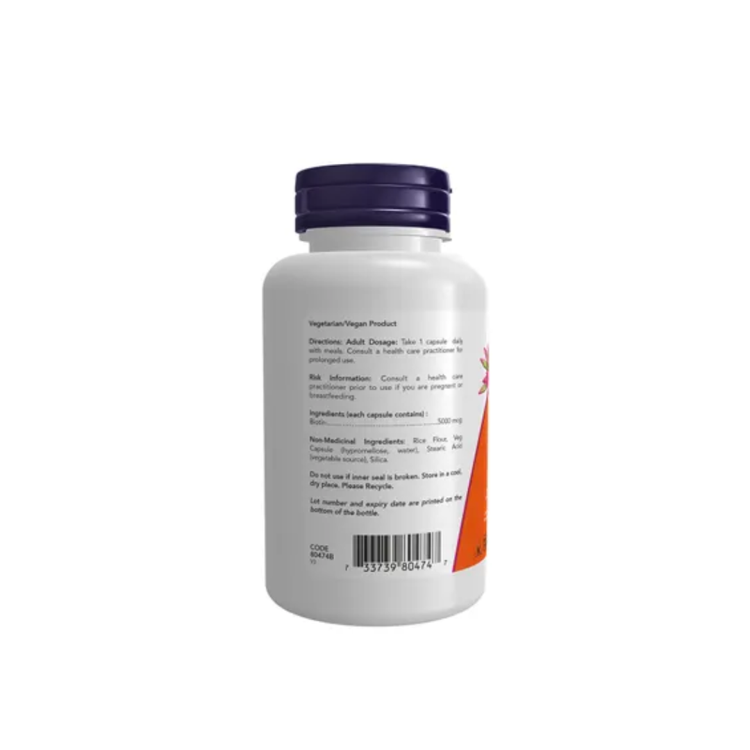 NOW Biotin 5000mcg 120 Veggie Caps