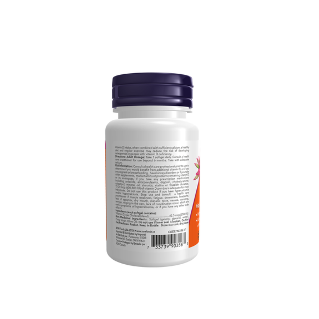 NOW Vitamin D3 2500 IU 90 Softgels