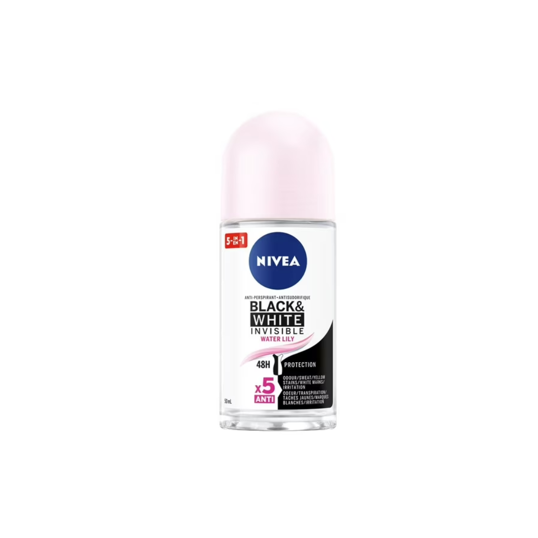 NIVEA Black & White Invisible 48H Protection Roll-On Anti-Perspirant - Water Lily 50ml