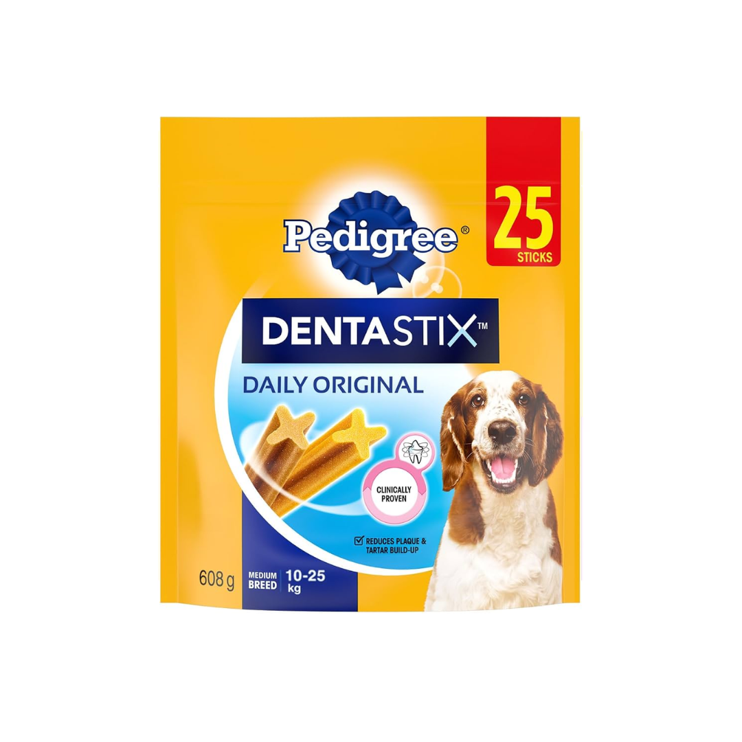 Pedigree Dentastix  Oral Care Medium Breed Dog Treats Original, Reduces Plaque and Tartar Buildup - 25 Sticks