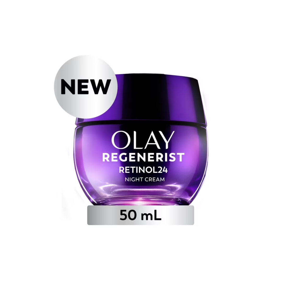 Olay Retinol 24 Face Cream, Anti-Aging Night Moisturizer, Non Greasy - Anti-Wrinkle, Smooth Fine Lines, Tightening, Peptides, Glycerin, 50 ml