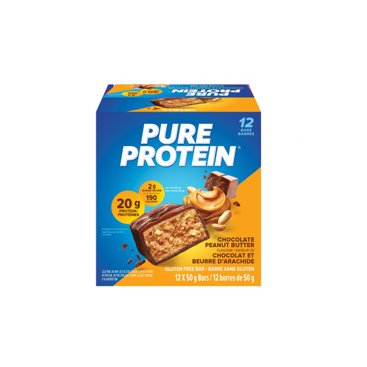 Pure Protein Chocolate Peanut Butter, 20 g of protein, gluten free, 12 X 50 g bars