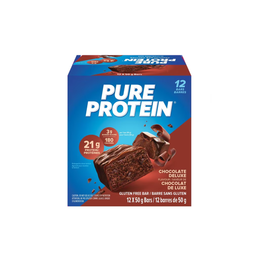Pure Protein Chocolate Deluxe Bars | 21g Protein | Gluten Free | 3g Sugar | 12 x 50g Bars | High Protein Snack for Energy & Muscle Recovery