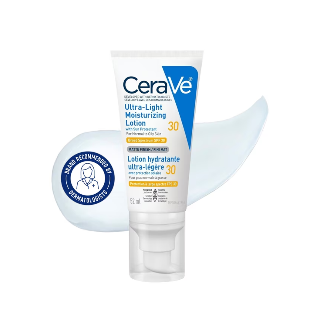 CeraVe Ultra-Light Moisturizing Lotion SPF 30, Oil-Free Face Moisturizer