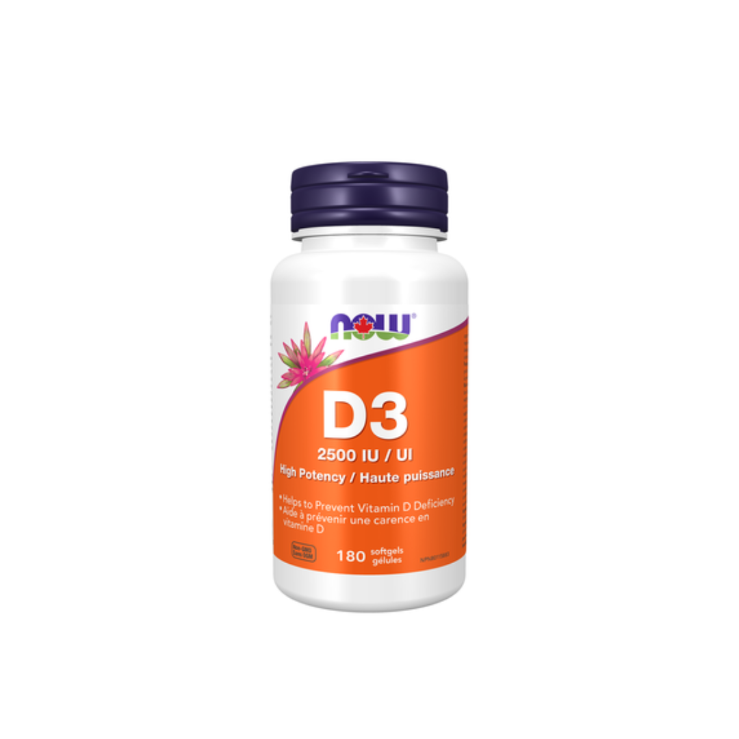 NOW Vitamin D3 2500 IU 180 Softgels