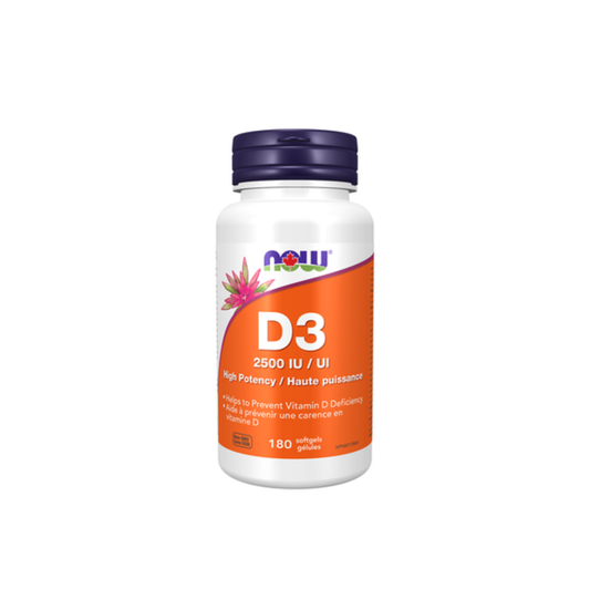 NOW Vitamin D3 2500 IU 180 Softgels