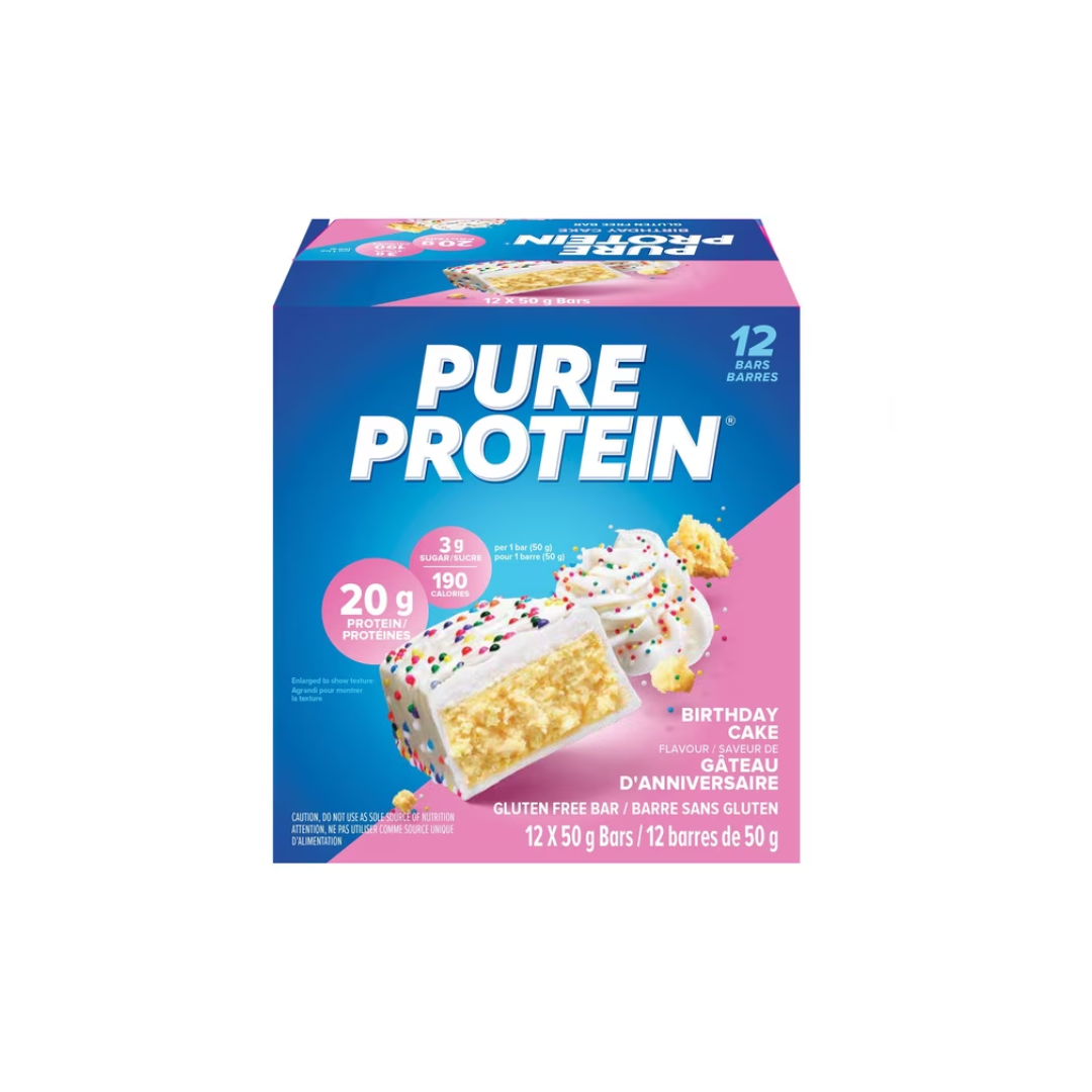 Pure Protein Birthday Cake Bars | 20g Protein | 3g Sugar | Gluten Free | 6x50g Snack Bars | Post Workout or On-the-Go Protein Snack