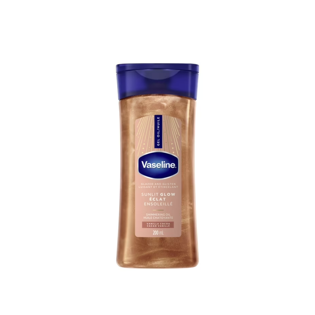 Vaseline Glazed and Glisten Sunlit Glow Vanilla Cocoa Shimmering 100% Pure Cocoa Butter 200 ml