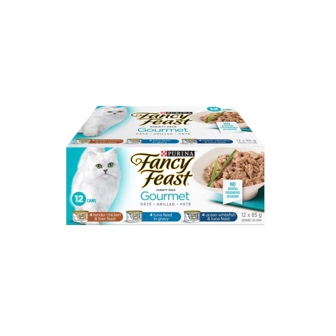 Fancy Feast Gourmet Variety Pack, Wet Cat Food 12 X 85g