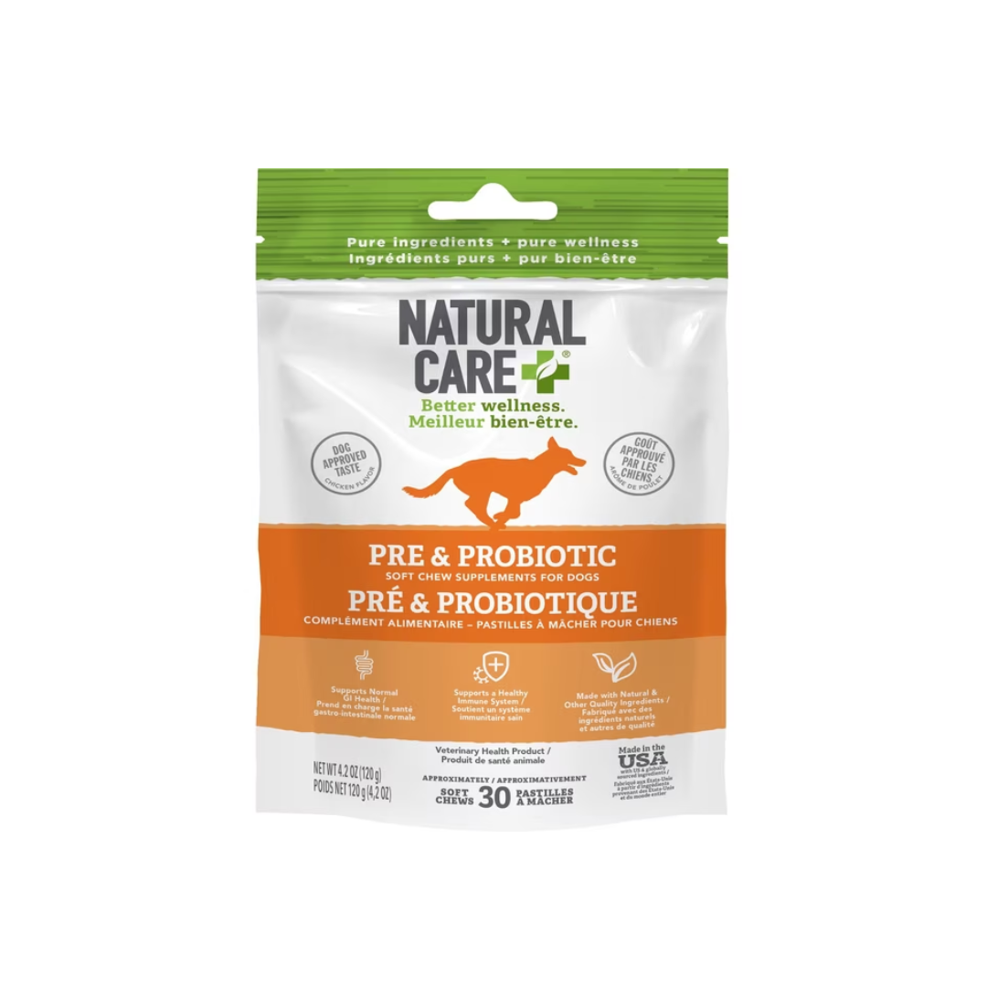 Natural Care Pre & Probiotic Chicken Daily Chews Dog Supplement, 30 soft chews