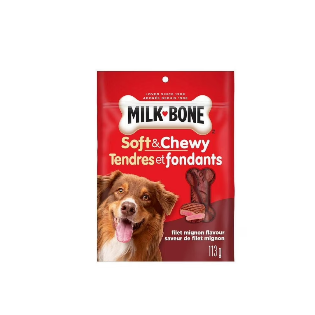 Milk-Bone Soft & Chewy Dog Treats, Filet Mignon Flavour, 113g