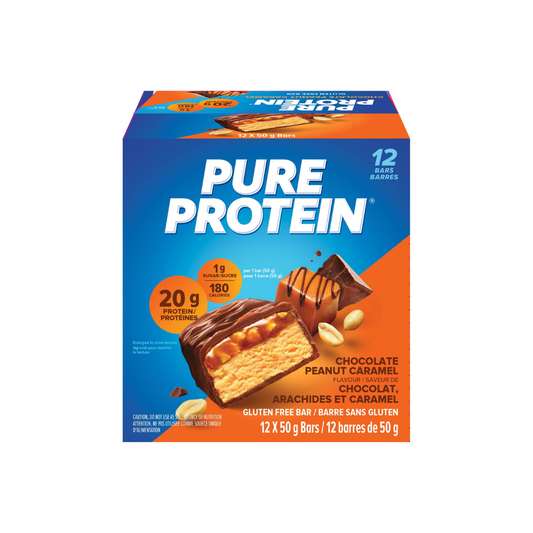 Pure Protein Chocolate Peanut Caramel, 20 g protein, gluten free, 12 X 50 g bars