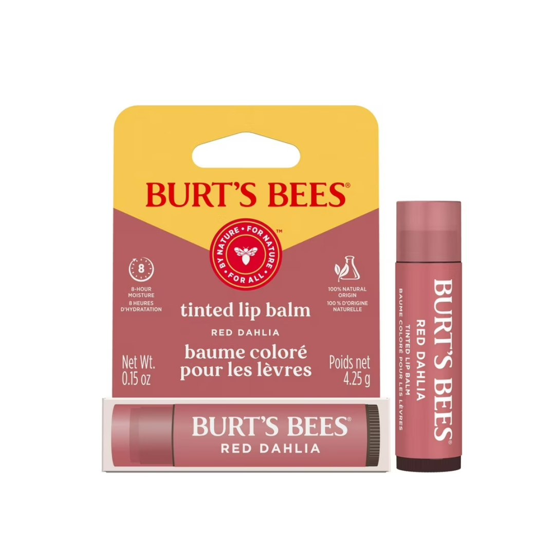 Burt's Bees 100% Natural Origin Moisturizing Tinted Lip Balm, Red Dahlia with Shea Butter