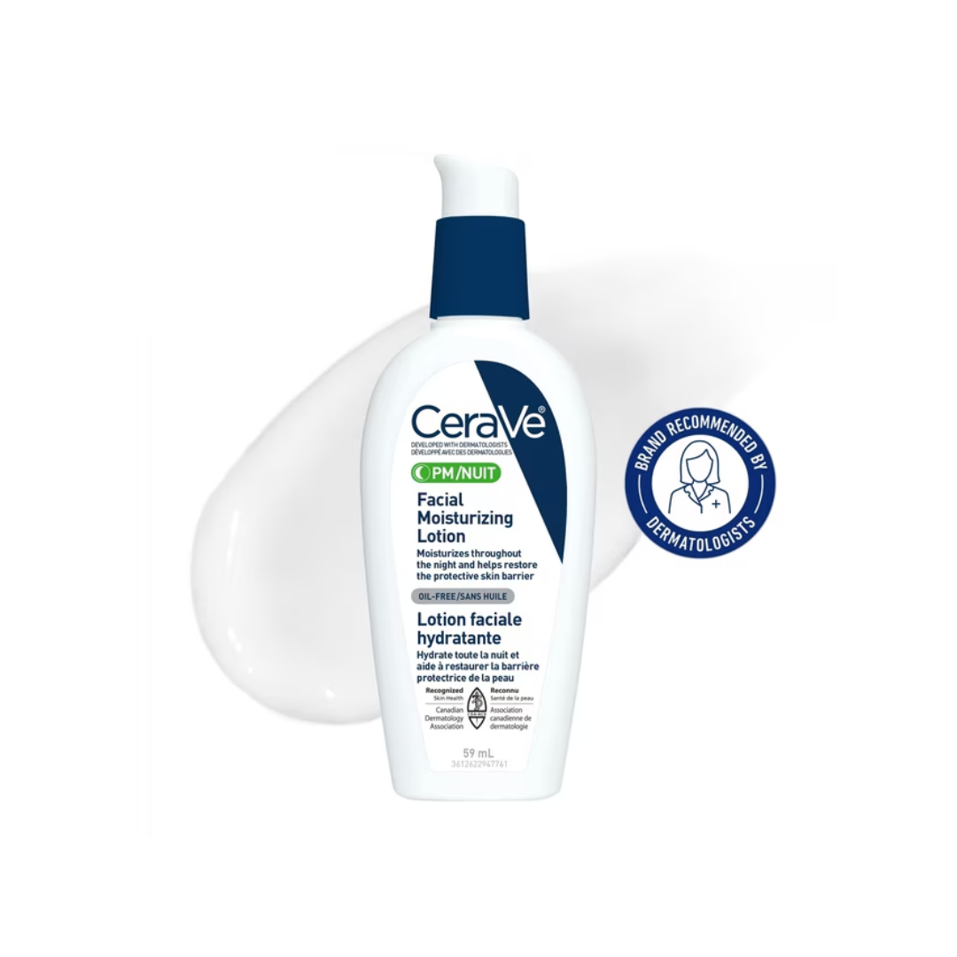 CeraVe PM Night time Facial Moisturizing Lotion with Ceramides and Niacinamide 
