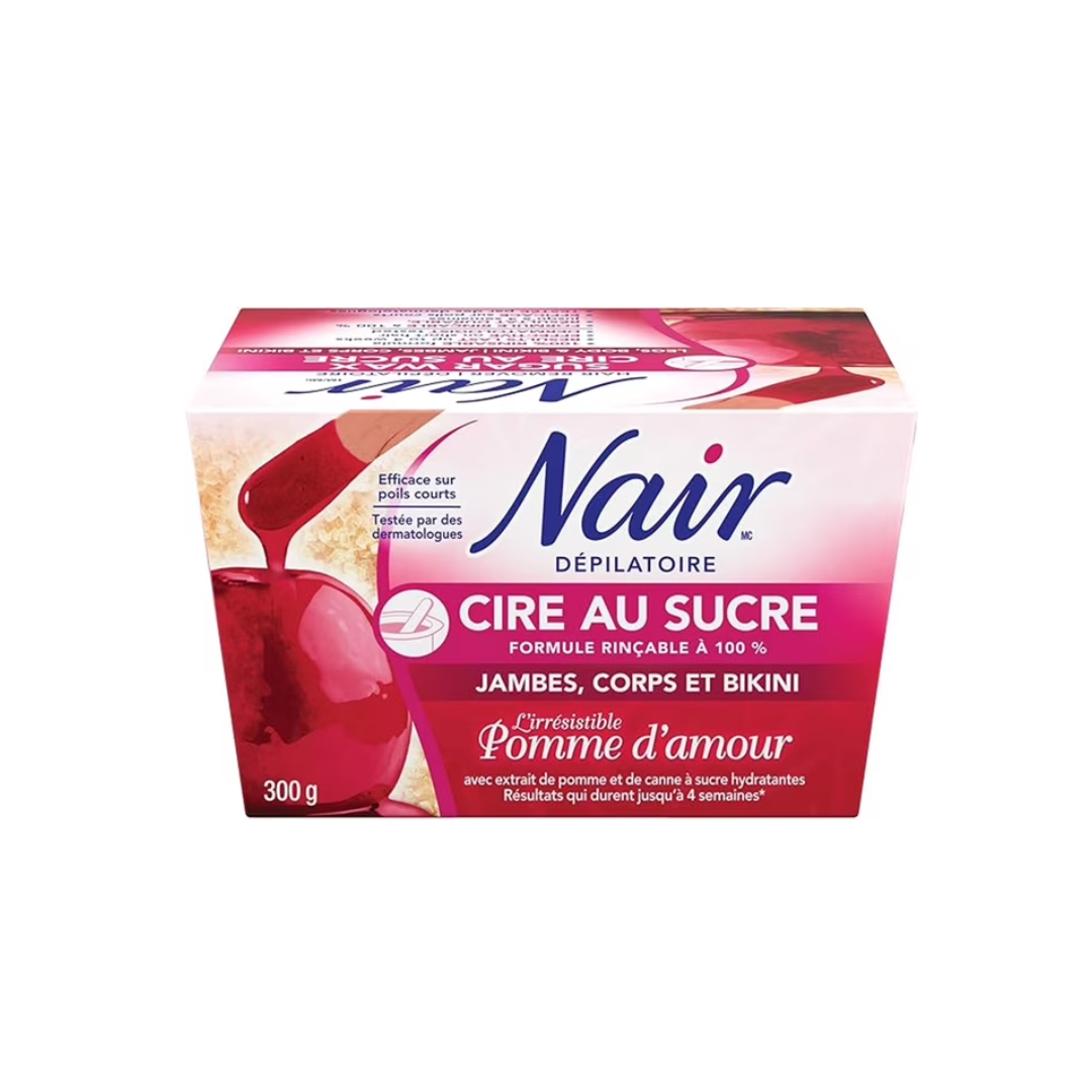 Nair Microwave No Strip Sugar Wax for Legs, Body & Bikini in Irresistible Candy Apple 300g