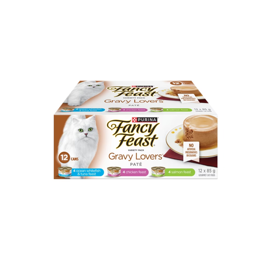 Fancy Feast Gravy Lovers Paté Assorted Variety Pack, Wet Cat Food 85 g x 12